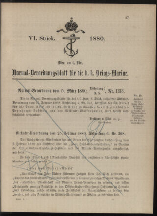 Kaiserlich-königliches Marine-Normal-Verordnungsblatt 18800306 Seite: 1