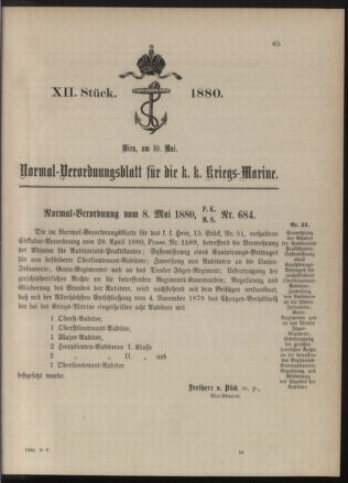 Kaiserlich-königliches Marine-Normal-Verordnungsblatt 18800510 Seite: 1