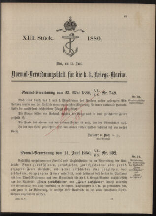 Kaiserlich-königliches Marine-Normal-Verordnungsblatt 18800615 Seite: 1