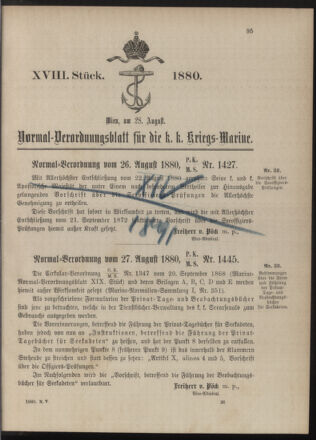 Kaiserlich-königliches Marine-Normal-Verordnungsblatt 18800828 Seite: 1