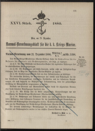 Kaiserlich-königliches Marine-Normal-Verordnungsblatt 18801229 Seite: 1