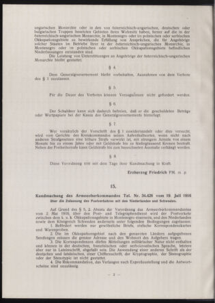 Verordnungsblatt der k.u.k. Militärverwaltung in Montenegro 19160902 Seite: 2