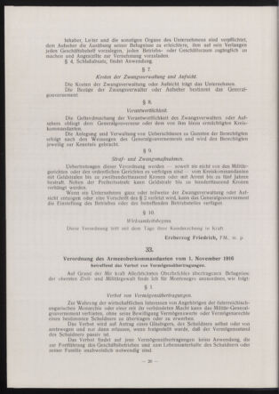 Verordnungsblatt der k.u.k. Militärverwaltung in Montenegro 19161112 Seite: 20