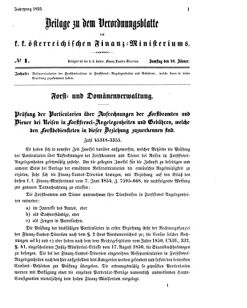 Verordnungsblatt für den Dienstbereich des K.K. Finanzministeriums für die im Reichsrate vertretenen Königreiche und Länder 18550120 Seite: 1