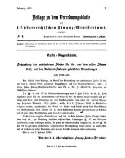 Verordnungsblatt für den Dienstbereich des K.K. Finanzministeriums für die im Reichsrate vertretenen Königreiche und Länder 18550208 Seite: 1