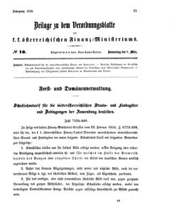 Verordnungsblatt für den Dienstbereich des K.K. Finanzministeriums für die im Reichsrate vertretenen Königreiche und Länder 18550308 Seite: 1