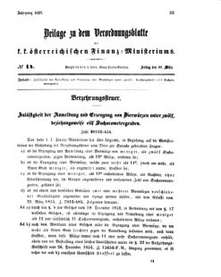 Verordnungsblatt für den Dienstbereich des K.K. Finanzministeriums für die im Reichsrate vertretenen Königreiche und Länder 18550330 Seite: 1