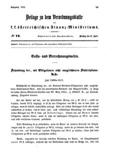 Verordnungsblatt für den Dienstbereich des K.K. Finanzministeriums für die im Reichsrate vertretenen Königreiche und Länder 18550410 Seite: 1