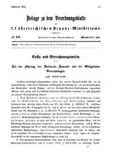 Verordnungsblatt für den Dienstbereich des K.K. Finanzministeriums für die im Reichsrate vertretenen Königreiche und Länder 18550411 Seite: 1