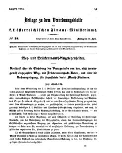 Verordnungsblatt für den Dienstbereich des K.K. Finanzministeriums für die im Reichsrate vertretenen Königreiche und Länder 18550416 Seite: 1