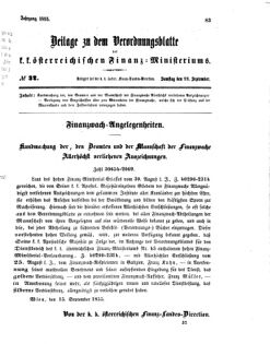 Verordnungsblatt für den Dienstbereich des K.K. Finanzministeriums für die im Reichsrate vertretenen Königreiche und Länder 18550922 Seite: 1