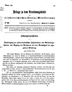 Verordnungsblatt für den Dienstbereich des K.K. Finanzministeriums für die im Reichsrate vertretenen Königreiche und Länder 18550924 Seite: 1