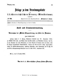 Verordnungsblatt für den Dienstbereich des K.K. Finanzministeriums für die im Reichsrate vertretenen Königreiche und Länder 18551011 Seite: 1