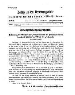 Verordnungsblatt für den Dienstbereich des K.K. Finanzministeriums für die im Reichsrate vertretenen Königreiche und Länder 18551116 Seite: 1