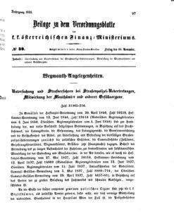 Verordnungsblatt für den Dienstbereich des K.K. Finanzministeriums für die im Reichsrate vertretenen Königreiche und Länder 18551130 Seite: 1