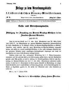 Verordnungsblatt für den Dienstbereich des K.K. Finanzministeriums für die im Reichsrate vertretenen Königreiche und Länder 18560104 Seite: 1