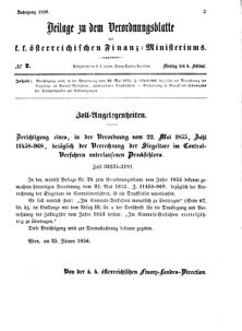 Verordnungsblatt für den Dienstbereich des K.K. Finanzministeriums für die im Reichsrate vertretenen Königreiche und Länder 18560204 Seite: 1