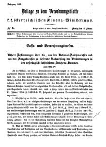 Verordnungsblatt für den Dienstbereich des K.K. Finanzministeriums für die im Reichsrate vertretenen Königreiche und Länder 18560211 Seite: 1