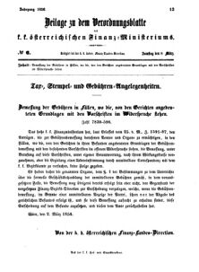 Verordnungsblatt für den Dienstbereich des K.K. Finanzministeriums für die im Reichsrate vertretenen Königreiche und Länder 18560308 Seite: 1