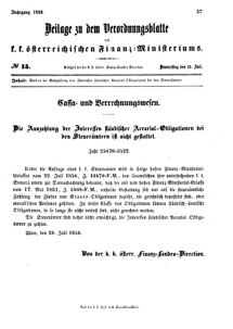 Verordnungsblatt für den Dienstbereich des K.K. Finanzministeriums für die im Reichsrate vertretenen Königreiche und Länder 18560731 Seite: 1