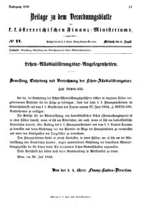 Verordnungsblatt für den Dienstbereich des K.K. Finanzministeriums für die im Reichsrate vertretenen Königreiche und Länder 18560806 Seite: 1