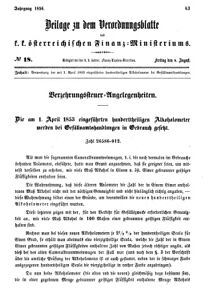 Verordnungsblatt für den Dienstbereich des K.K. Finanzministeriums für die im Reichsrate vertretenen Königreiche und Länder 18560808 Seite: 1