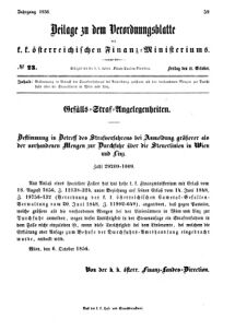 Verordnungsblatt für den Dienstbereich des K.K. Finanzministeriums für die im Reichsrate vertretenen Königreiche und Länder 18561011 Seite: 1