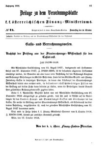 Verordnungsblatt für den Dienstbereich des K.K. Finanzministeriums für die im Reichsrate vertretenen Königreiche und Länder 18561016 Seite: 1