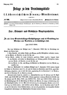 Verordnungsblatt für den Dienstbereich des K.K. Finanzministeriums für die im Reichsrate vertretenen Königreiche und Länder 18561029 Seite: 1