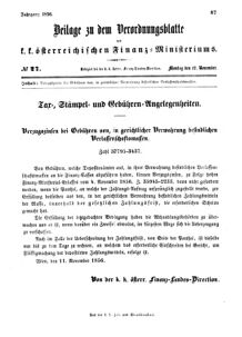 Verordnungsblatt für den Dienstbereich des K.K. Finanzministeriums für die im Reichsrate vertretenen Königreiche und Länder 18561117 Seite: 1