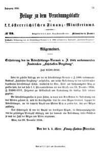 Verordnungsblatt für den Dienstbereich des K.K. Finanzministeriums für die im Reichsrate vertretenen Königreiche und Länder 18561224 Seite: 1