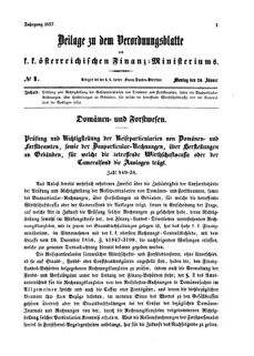 Verordnungsblatt für den Dienstbereich des K.K. Finanzministeriums für die im Reichsrate vertretenen Königreiche und Länder 18570126 Seite: 1