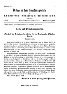 Verordnungsblatt für den Dienstbereich des K.K. Finanzministeriums für die im Reichsrate vertretenen Königreiche und Länder 18570218 Seite: 1