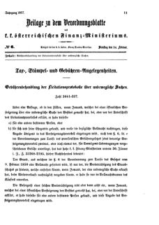 Verordnungsblatt für den Dienstbereich des K.K. Finanzministeriums für die im Reichsrate vertretenen Königreiche und Länder 18570224 Seite: 1