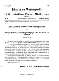 Verordnungsblatt für den Dienstbereich des K.K. Finanzministeriums für die im Reichsrate vertretenen Königreiche und Länder 18570310 Seite: 1