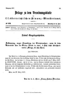 Verordnungsblatt für den Dienstbereich des K.K. Finanzministeriums für die im Reichsrate vertretenen Königreiche und Länder