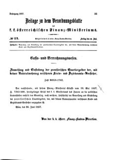 Verordnungsblatt für den Dienstbereich des K.K. Finanzministeriums für die im Reichsrate vertretenen Königreiche und Länder 18570710 Seite: 1