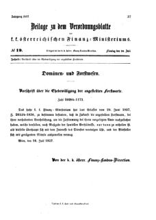 Verordnungsblatt für den Dienstbereich des K.K. Finanzministeriums für die im Reichsrate vertretenen Königreiche und Länder 18570720 Seite: 1