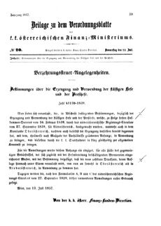 Verordnungsblatt für den Dienstbereich des K.K. Finanzministeriums für die im Reichsrate vertretenen Königreiche und Länder 18570723 Seite: 1