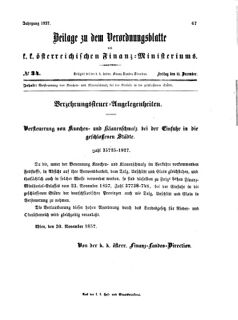 Verordnungsblatt für den Dienstbereich des K.K. Finanzministeriums für die im Reichsrate vertretenen Königreiche und Länder 18571211 Seite: 1