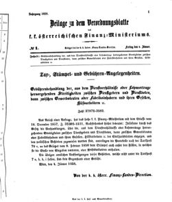 Verordnungsblatt für den Dienstbereich des K.K. Finanzministeriums für die im Reichsrate vertretenen Königreiche und Länder 18580108 Seite: 1