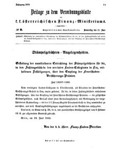 Verordnungsblatt für den Dienstbereich des K.K. Finanzministeriums für die im Reichsrate vertretenen Königreiche und Länder 18580617 Seite: 1