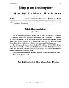 Verordnungsblatt für den Dienstbereich des K.K. Finanzministeriums für die im Reichsrate vertretenen Königreiche und Länder 18581007 Seite: 1