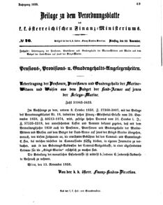 Verordnungsblatt für den Dienstbereich des K.K. Finanzministeriums für die im Reichsrate vertretenen Königreiche und Länder 18581123 Seite: 1