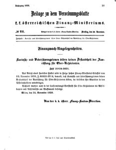 Verordnungsblatt für den Dienstbereich des K.K. Finanzministeriums für die im Reichsrate vertretenen Königreiche und Länder 18581130 Seite: 1