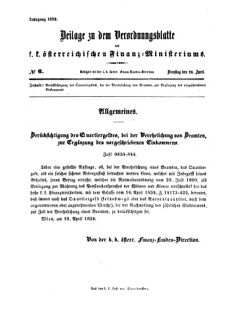 Verordnungsblatt für den Dienstbereich des K.K. Finanzministeriums für die im Reichsrate vertretenen Königreiche und Länder 18590426 Seite: 1