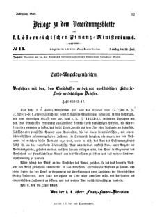 Verordnungsblatt für den Dienstbereich des K.K. Finanzministeriums für die im Reichsrate vertretenen Königreiche und Länder 18590723 Seite: 1