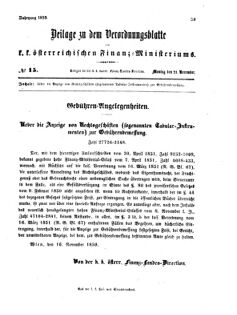 Verordnungsblatt für den Dienstbereich des K.K. Finanzministeriums für die im Reichsrate vertretenen Königreiche und Länder 18591121 Seite: 1