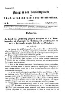 Verordnungsblatt für den Dienstbereich des K.K. Finanzministeriums für die im Reichsrate vertretenen Königreiche und Länder 18600225 Seite: 1