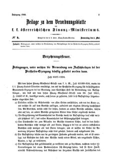 Verordnungsblatt für den Dienstbereich des K.K. Finanzministeriums für die im Reichsrate vertretenen Königreiche und Länder 18600503 Seite: 1